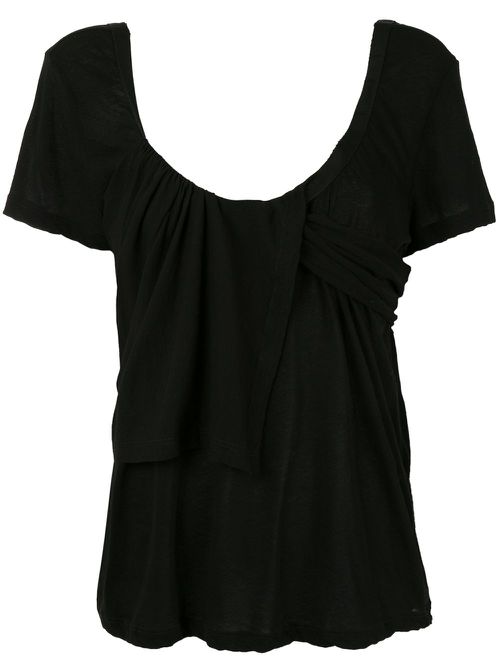 Panelled scoop neck T-shirt - Black