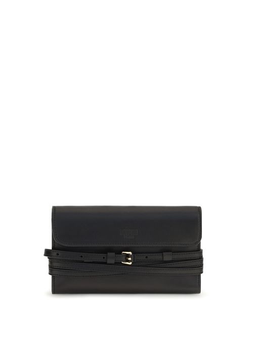 Leather with Buckle Wrap Wallet — Black
