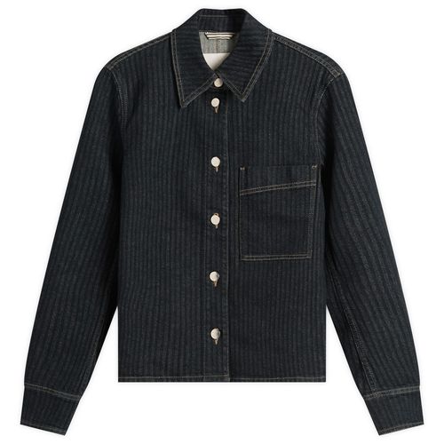 Women's Striped Denim Jacket Dark Blue