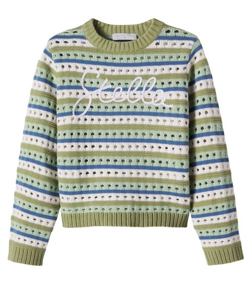Embroidered striped cotton sweater