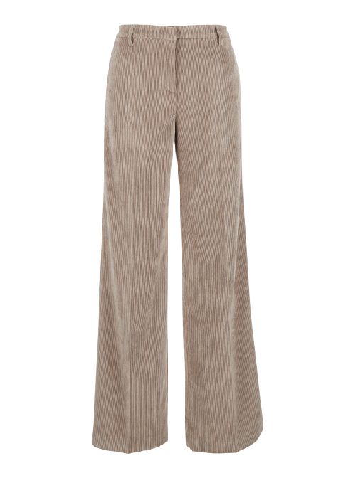 Corduroy Straight-Leg Trousers — Beige