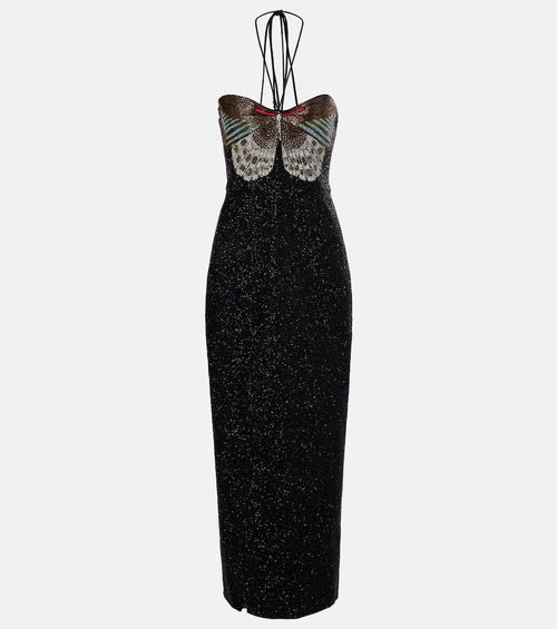 Mariposa embellished halterneck gown