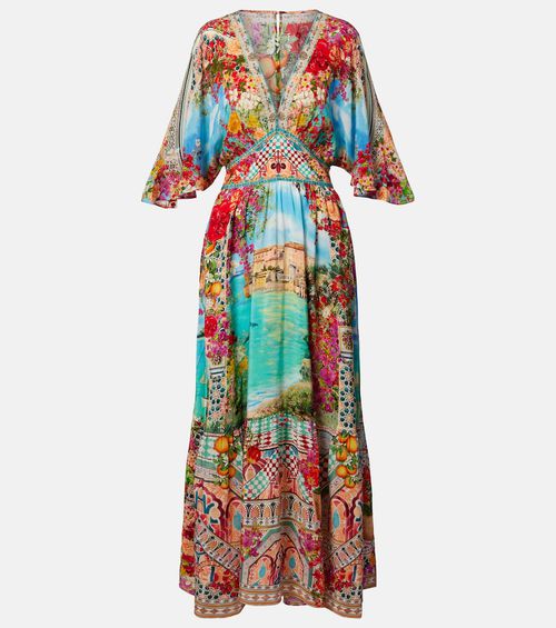 Embellished printed silk maxi dress