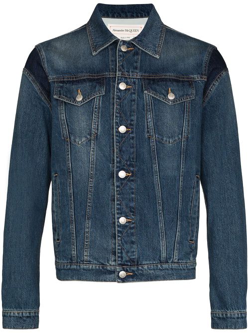 Logo-embossed denim jacket - Blue