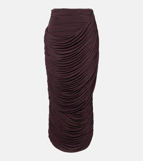 Draped high-rise maxi skirt
