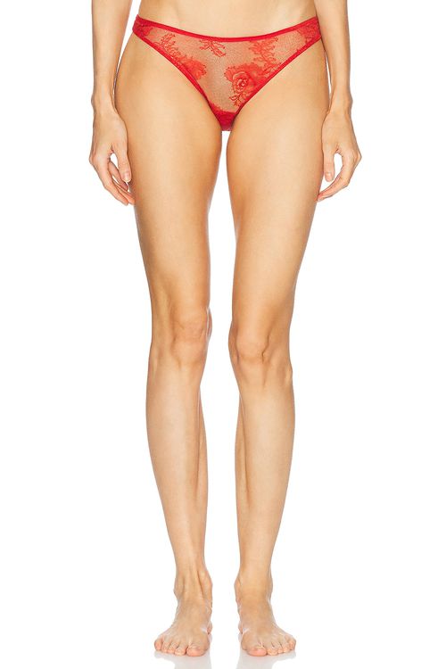 Fleur du mal Bouquet Lace Cheeky Underwear in Rouge - Red.  4 also in