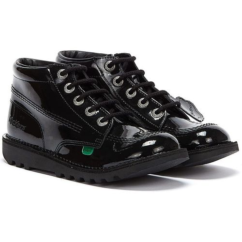 Kickers Youth Kick Hi Black Patent Shoe