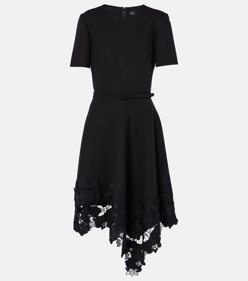 Asymmetric wool-blend midi dress