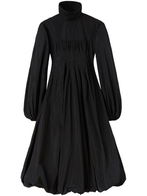 Calf-length long-sleeve dress - Black