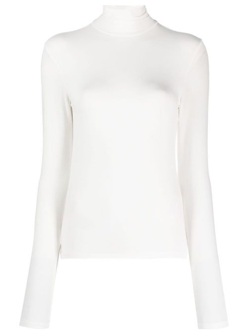 Mock-neck long-sleeve T-shirt - White