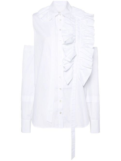 Ruffle-detail poplin shirt - White