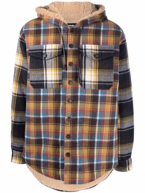 Icon check print hooded jacket