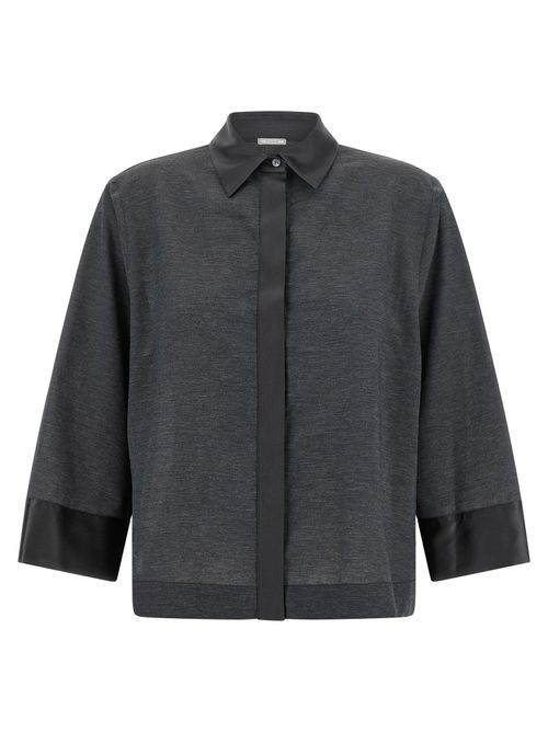 Lyocell Jersey with Contrasting Satin Shirt — charcoal
