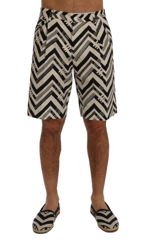 Striped Cotton Linen Shorts — White