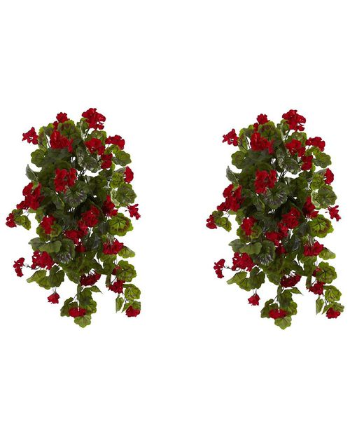 Set of 2 Indoor/Outdoor UV-Resistant Geranium Artificial Hanging Plants