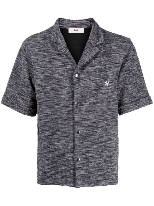 Logo-plaque mélange-effect shirt - Grey