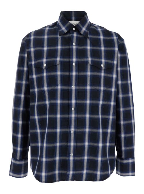 Check Cotton Shirt — Blue