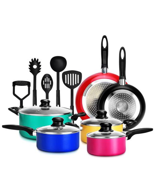 Colorful Kitchenware 15Pc Pots & Pans Set