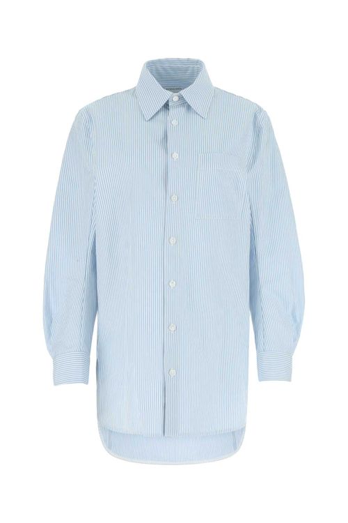 Striped Cotton Oversize Shirt — Blue