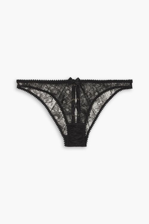 Vallentina embellished cutout Leavers lace briefs