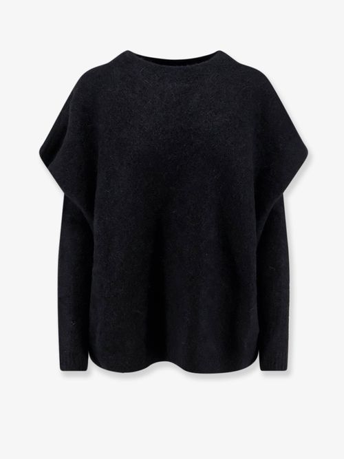 Alpaca Blend with Detachable Sleeves Sweater — Black