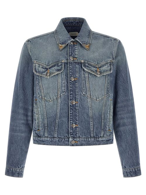 Medusa-Embellished Denim Jacket — Blue