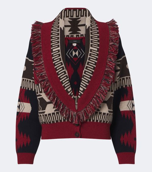 Icon Jacquard wool and cashmere cardigan