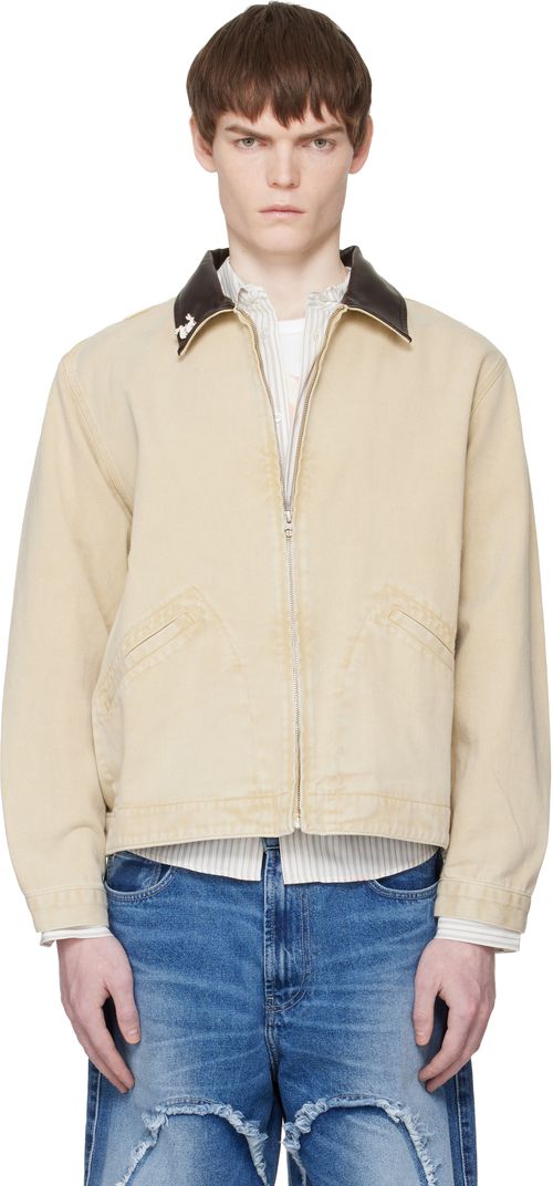 Beige 'Moto Rabbit Rides Again' Denim Jacket