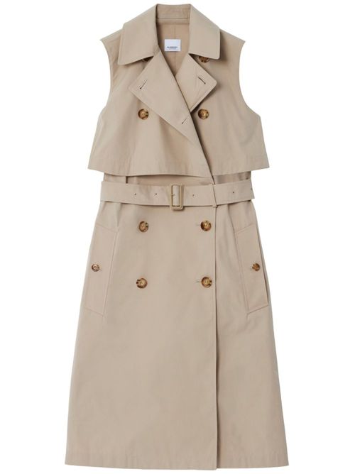 Layered sleeveless trench coat dress - Neutrals