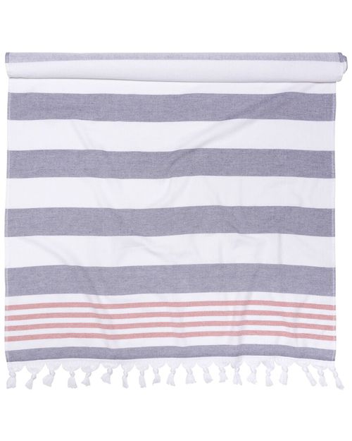 Coastal Resort Stripe Fouta Beach Cotton Towel with Tassels