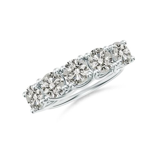Angara 2.5 Carats Half Eternity Five Stone Diamond Wedding Band in 18K White Gold