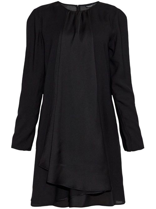 Box pleat long-sleeved minidress - Black