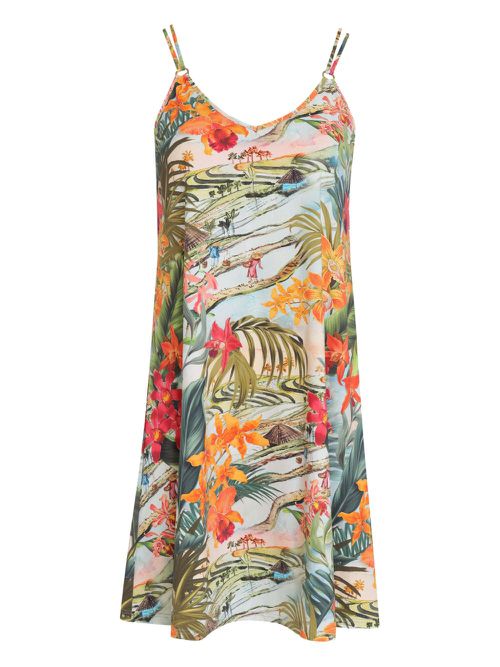 Floral-print slip dress - Green