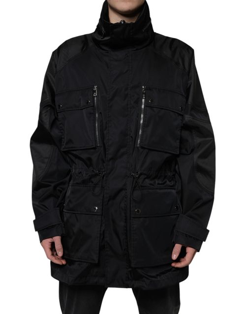 Nylon Winter Parka Coat — Black