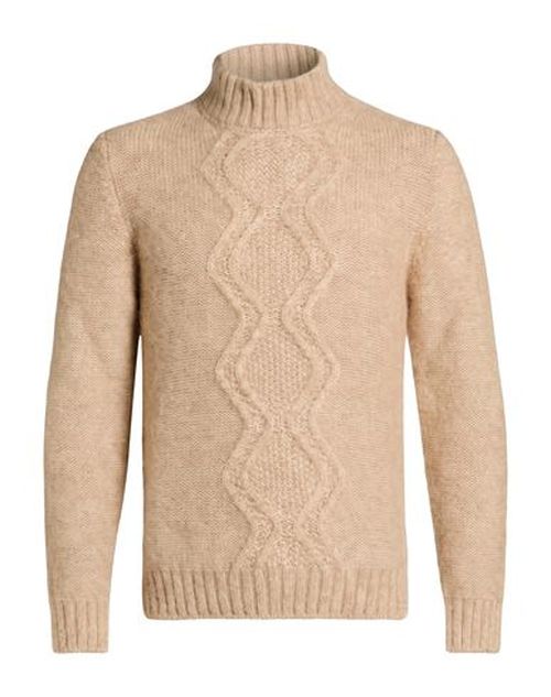 Man Turtleneck Beige Size L Alpaca wool, Polyester
