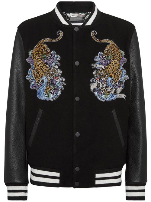 Tiger-print bomber jacket - Black