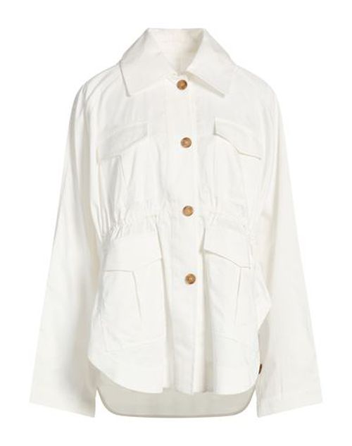 Woman Overcoat & Trench Coat Ivory Size 2 Cotton