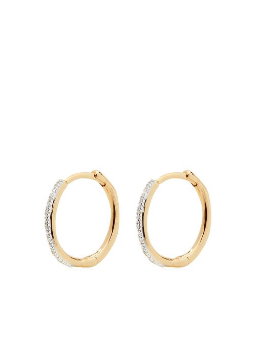 18kt gold vermeil Riva Wave hoop diamond earrings