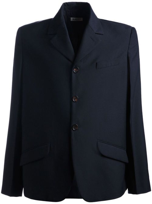Single-breasted twill blazer - Blue