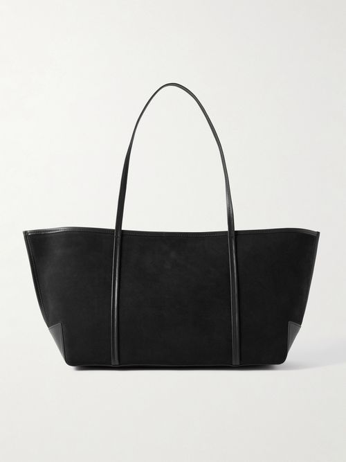 Bateau Leather-trimmed Suede Tote - Black
