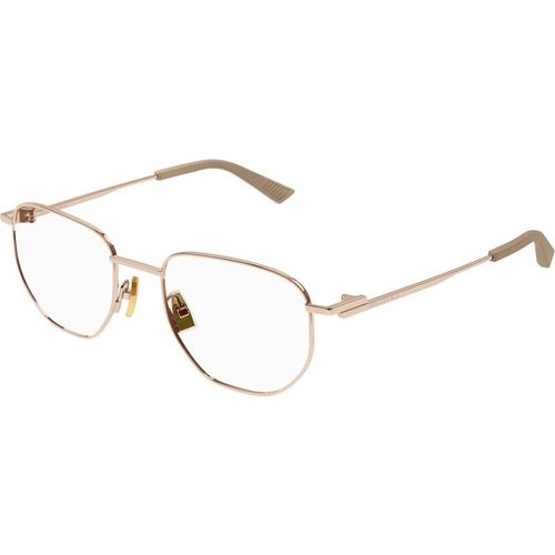 Bottega Veneta Unisex Bottega Veneta BV1301O 003 Optical frames Metal Gold Transparent Round