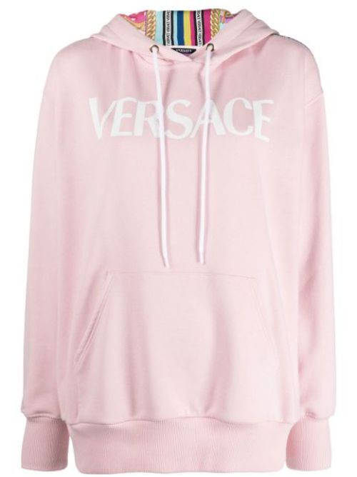 Panelled print hooded sweatshirt