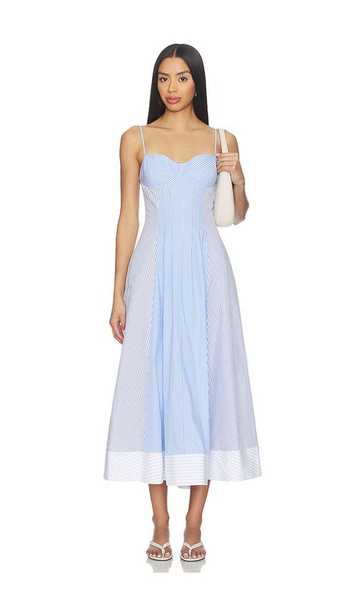 SIMKHAI Chamberlain Cotton Midi Dress in Blue. - 6 also