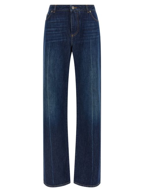 Straight-Leg Cotton Denim Jeans — Blue