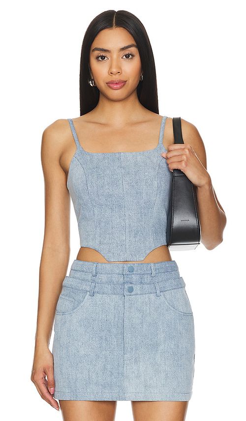 NONchalant Label CROP-TOP BEA in Denim-Light. Größe XS. Also in