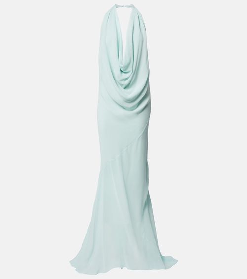 Draped sheer silk crêpe georgette gown