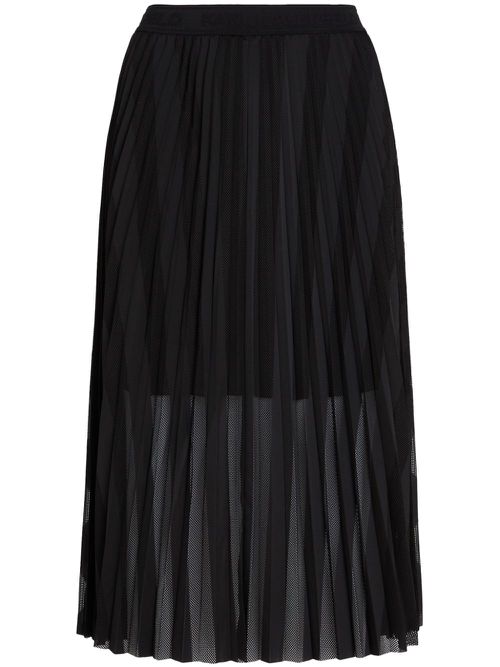 Pleated mesh midi skirt - Black
