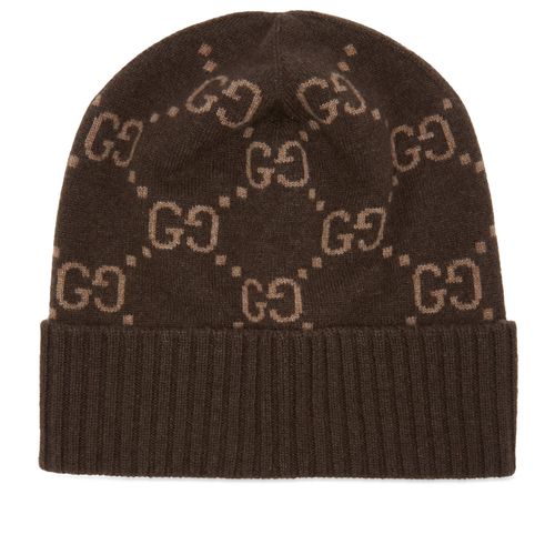 Men's GG Logo Cashmere Beanie in Brown/Beige