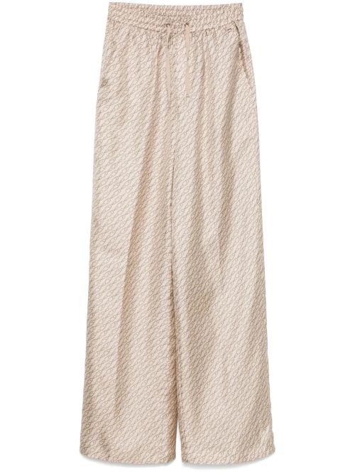Hanging Hook-Print Trousers — Beige
