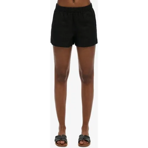 Women's Superdry Women's Linen Drawstring Short Black - Size: 10/None